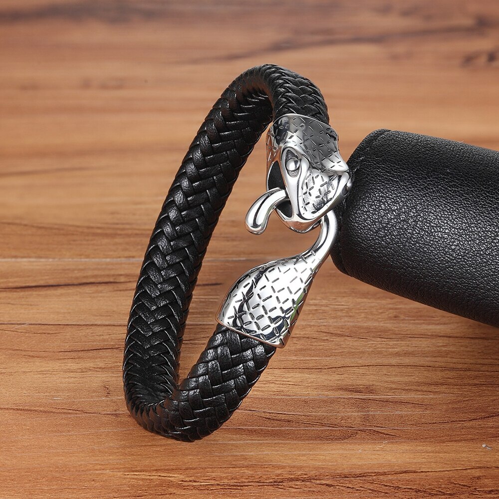 TYO Multi-layers Handmade Braided Leather Bracelet &amp; Bangle For Men Stainless Steel Charm Bangles