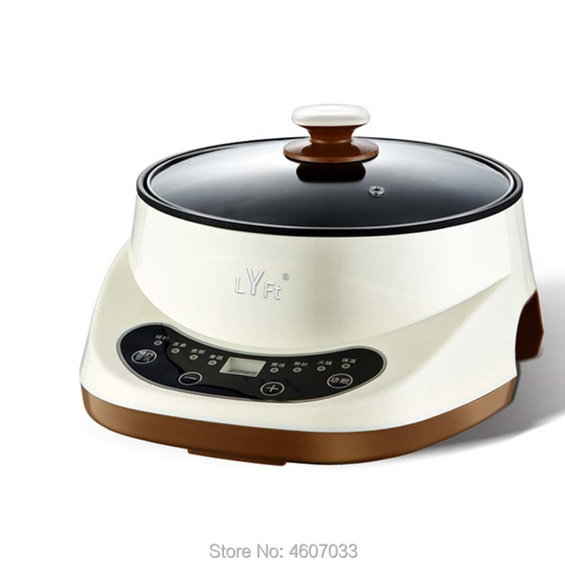 Smart elektrisk gryde multifunktionel madlavning elektrisk stegepande husholdnings-non-stick kollegie risengrød gør damper: Beige / Diameter 20cm