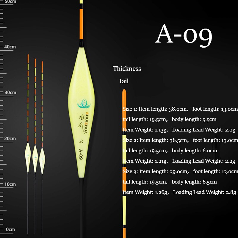 Boya de pesca de agua dulce, 3 unidades/lote, Boya de pesca con gran flotabilidad, accesorios de pesca: A-09 3pieces