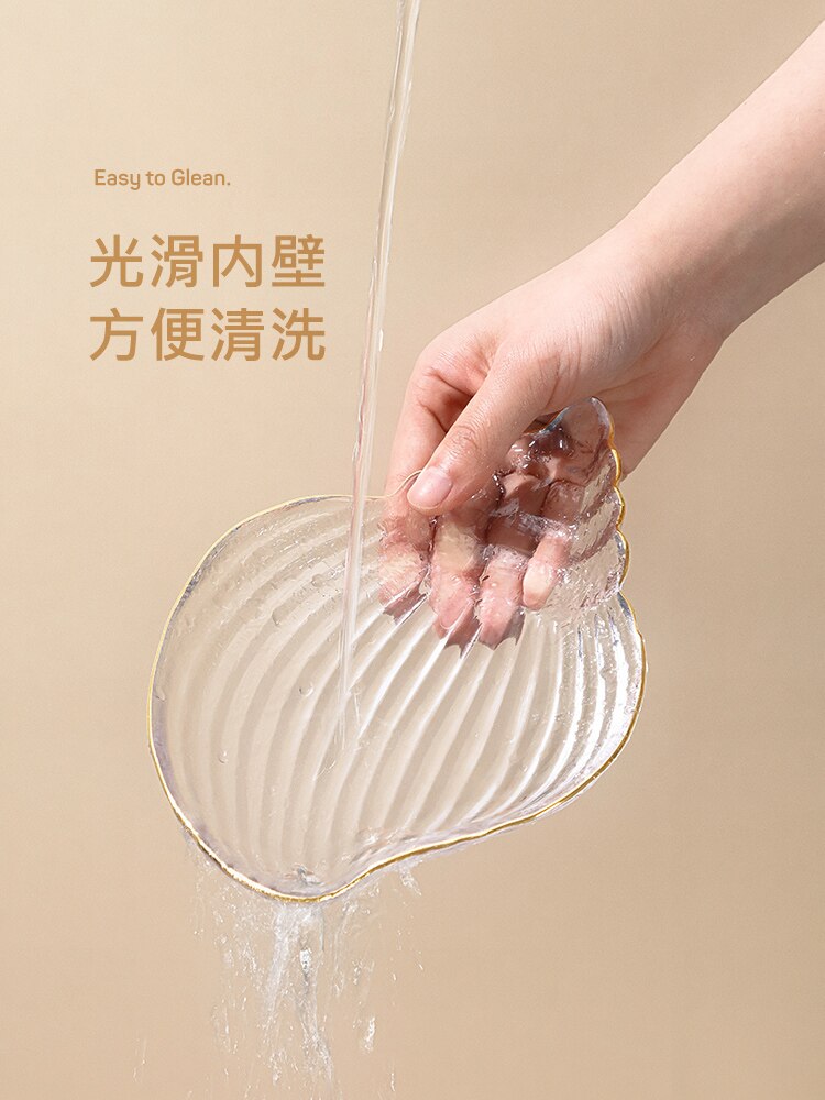 Bord doré coeur pêche ménage saladier bol en verre assiette transparent dessert fruits style japonais salade vaisselle