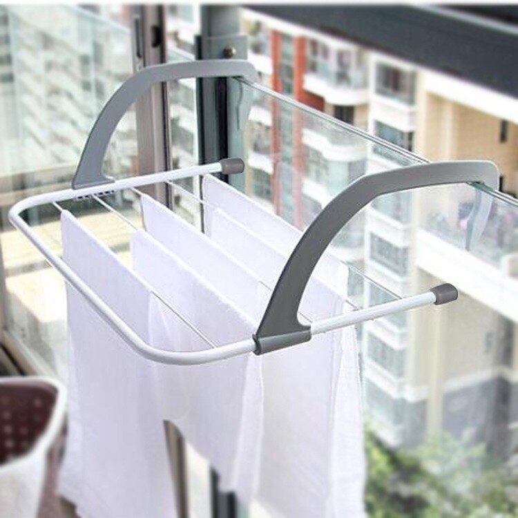 Verstelbare Kleding Paard Radiator Airer Handdoek Wasserij Paard Rack Rail Vouwen Droogrekken: Light Grey