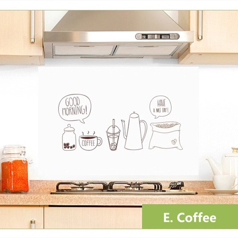 60*90cm Kitchen Wall Stickers Coffee pattern DIY Wall Art Decal Decoration Oven waterproof Wallpapers PVC Wall Decals/Adhesive