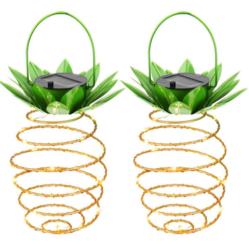 Glorystar led kobber lys solenergi lys string ananas lampe lanterne vandtæt udendørs havedekoration