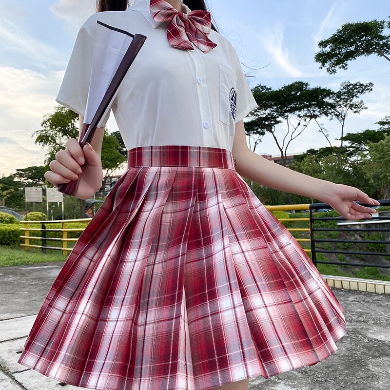 Falda a cuadros para estudiantes, uniforme escolar JK, Falda corta plisada, de cintura alta, para primavera y verano