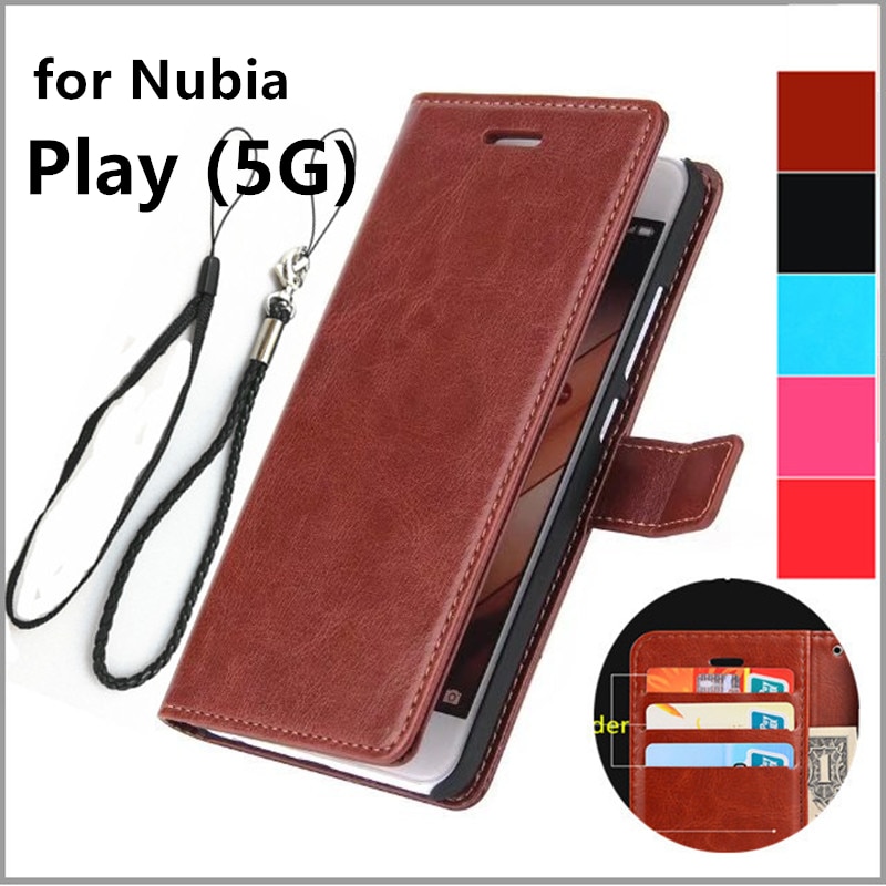 Titular do cartão capa para zte nubia play 5g 6.65 "caso de couro do plutônio capa protetora retro coldre carteira flip caso