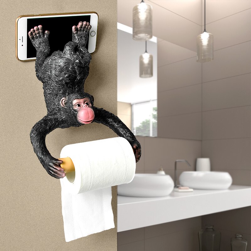 European Style Bathroom Monkey Tissue Holder Roll Holder Toilet Paper Holder Resin Waterproof Paper Holder Wall Hanging X4021