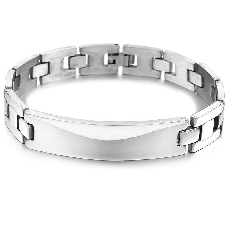 GOKADIMA-pulsera de acero inoxidable para hombre y mujer, brazalete con correa de identificación, joyería, , WB053,: 20CM13MM