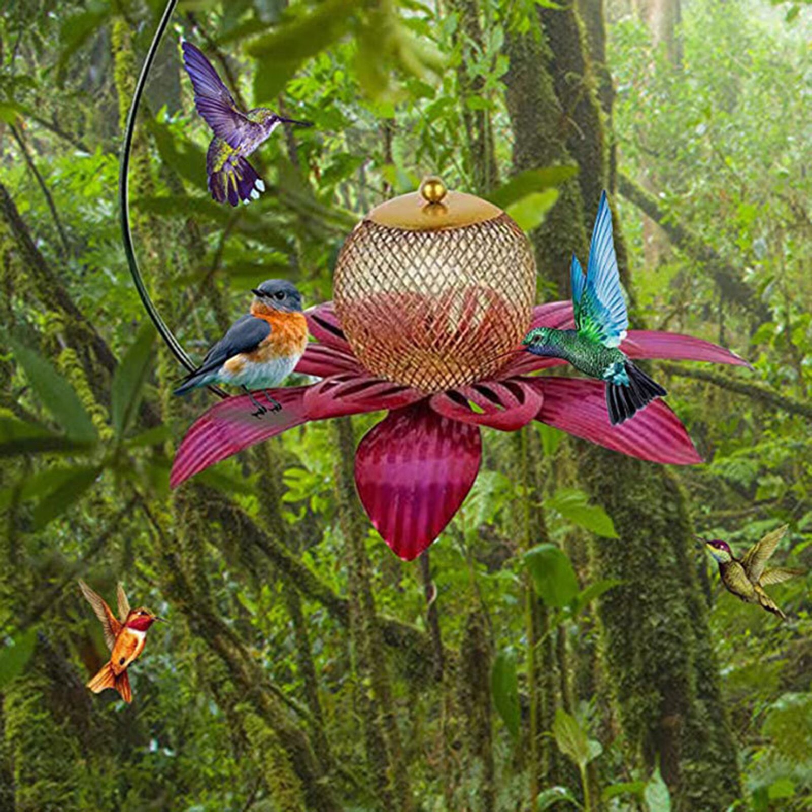 Hanging Hummingbird Feeder Flower Bird Feeding Tool Hummingbird Feeder Outdoor Bird Feeding Station