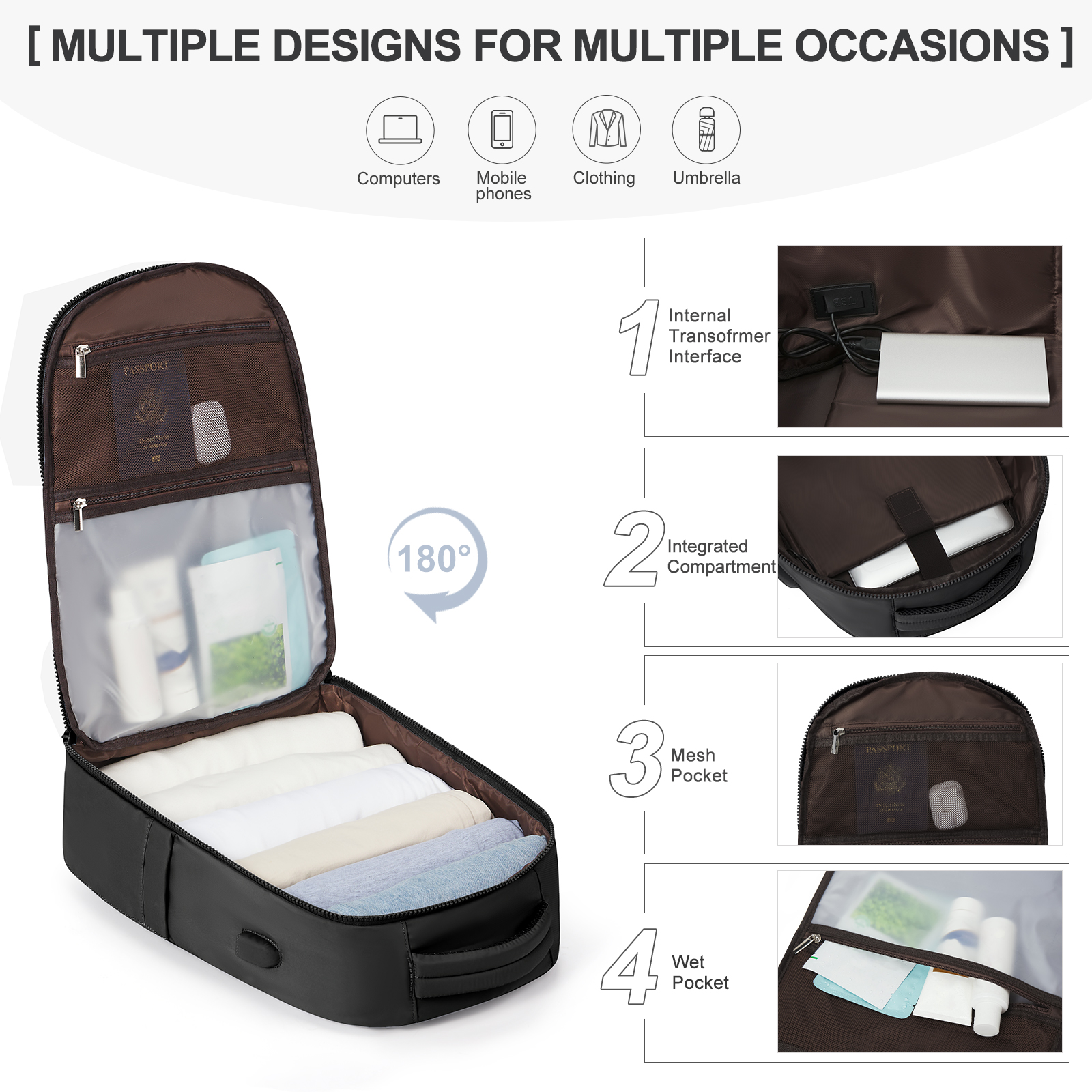 Mochila para ordenador portátil para hombre y mujer, morral de viaje impermeable con USB de 15,6 pulgadas, morral de negocios para adolescentes, morral escolar para Universidad