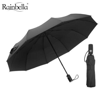 Germany 10 Bone Automatic Three Folding Umbrella Windproof Sunny And Rainy: black