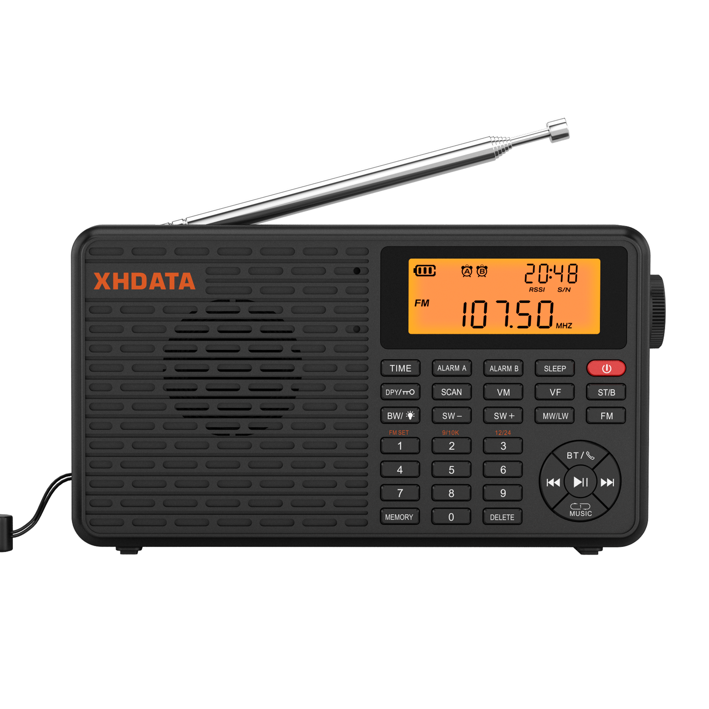 XHDATA D-109 Radio portátil Digital estéreo AM SW MW Radio FM Compatible con Bluetooth Radio multifuncional compatible con reproductor de tarjetas TF: Default Title