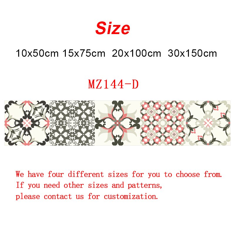 Farverig blomster ornament keramiske fliser vægklistermærke køkken garderobe skuffe dekoration tapet skræl & stick pvc kunst vægmaleri: Mz144 d / 10 cm x 50 cm x 1pc