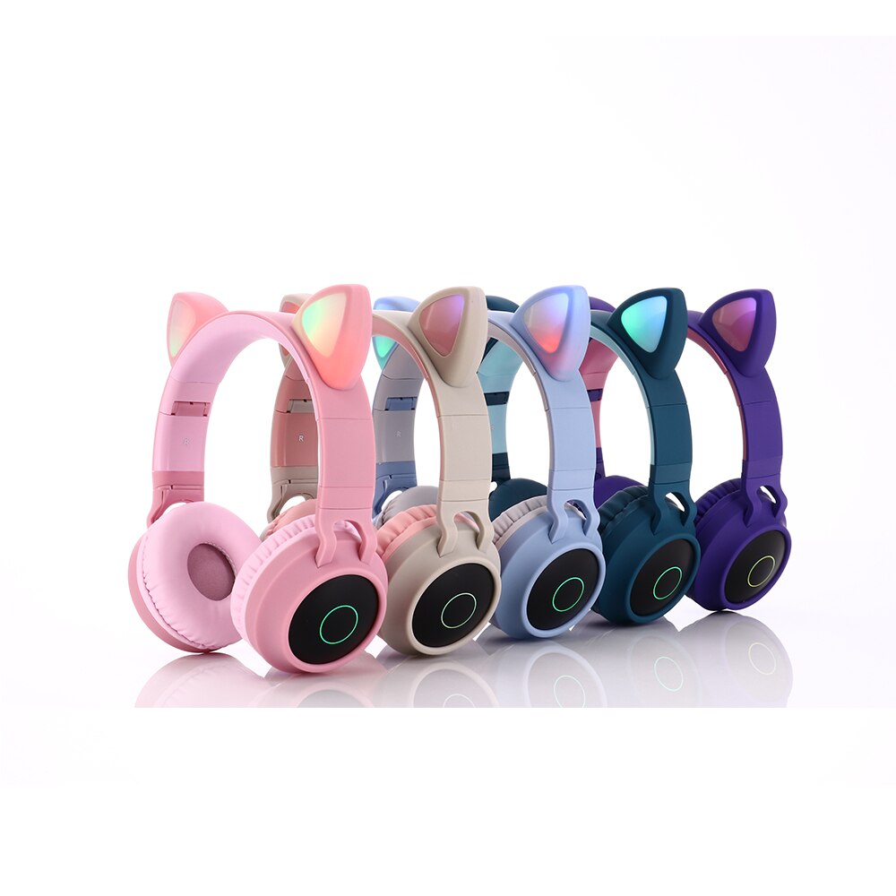 Drahtlose Kopfhörer, LED leucht Katze Ohren 5,0 Bluetooth Kopfhörer Unterstützung TF Karte, musik Headset für freundlicher und Mädchen