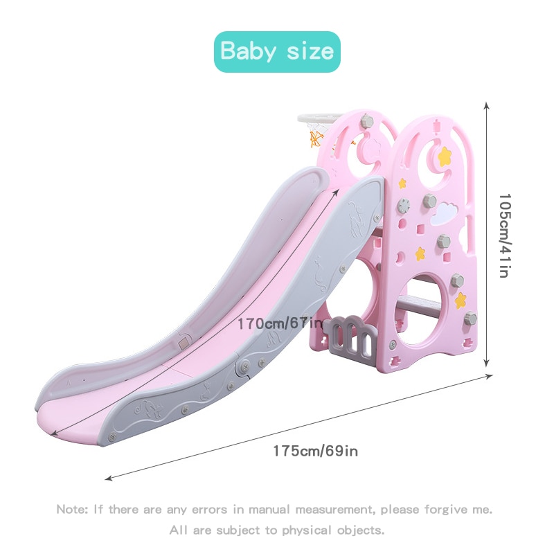 2 In 1 Children Slide And Basketball Stand Combination Baby Home Kindergarten Baby Playground Children Kids Outdoor Indoor Toys