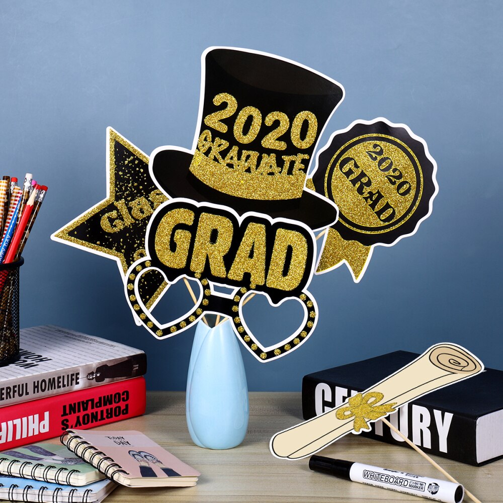 Amosfun 18PCS Graduation Photo Booth Props Kit Party Favor for Graduation Party