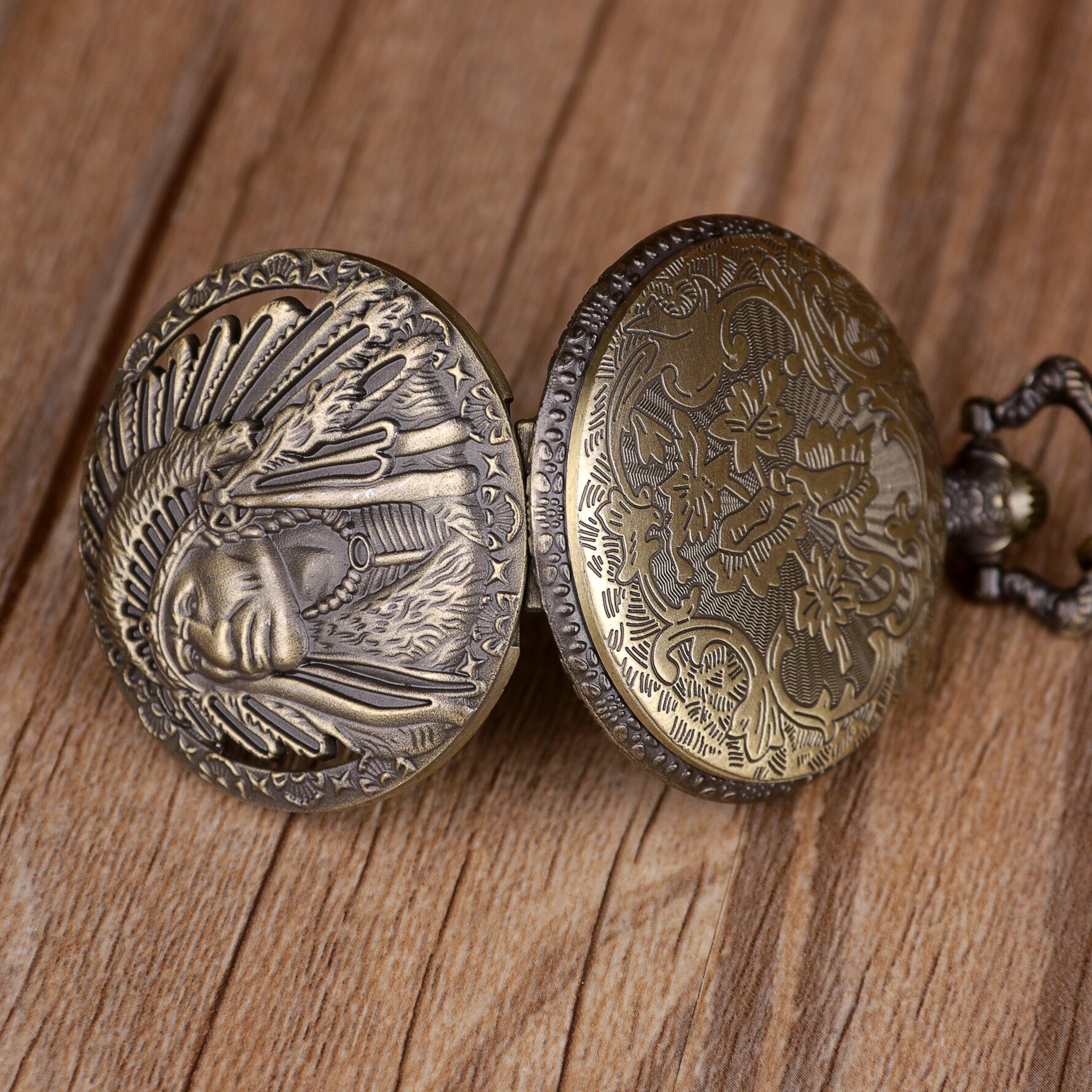 Quartz Pocket Watch Bronze Indian Women Man Necklace Pocket Watch With Chain Vintage Pocket Watches