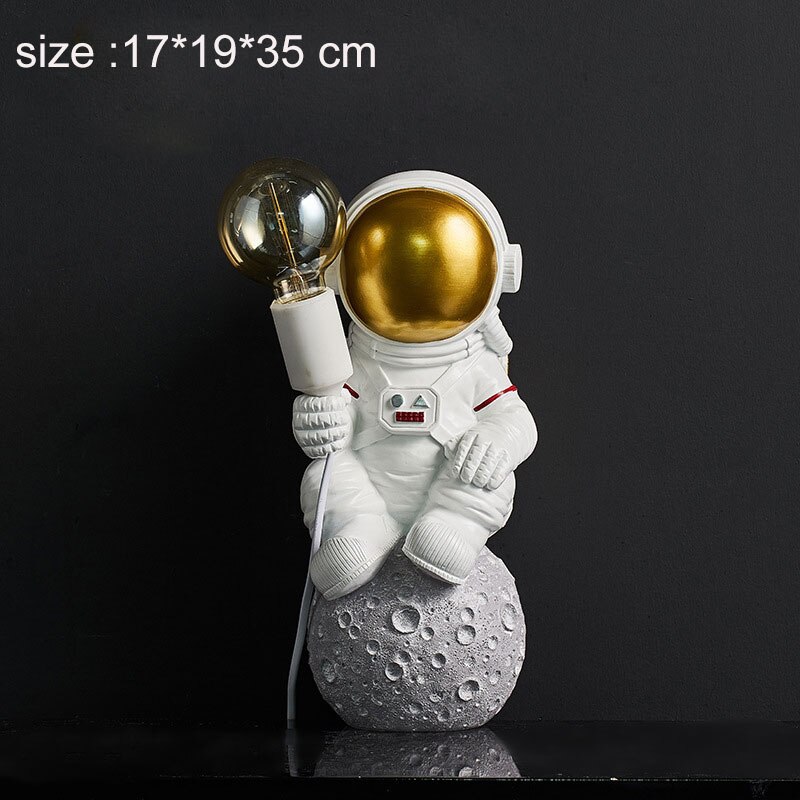Moderni astronautti pöytävalaisin art deco hartsi lamppu pöytä makuuhuone lamppu olohuone parvi sisustus tilaa mies pöytä valo led