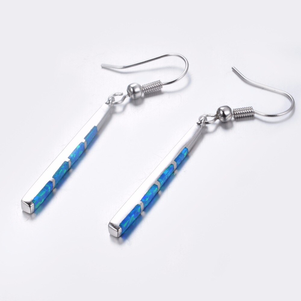 Pendientes largos de Plata de Ley 925 con ópalo de Fuego Azul, joyería ,