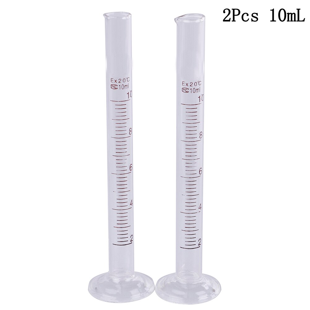 2Pcs 5Ml/10Ml Beroep Afgestudeerd Laboratorium Glazen Meten Cilinder Chemie Lab Uitloop Meet Chemie Measure Tool: 10ml