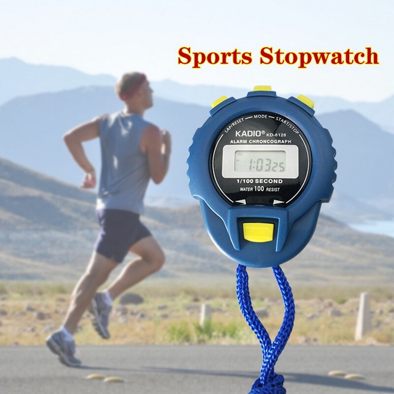 LCD Chronograph Sports Timer Stop Watch With 1/100th Second Accuracy Multi-Function Digital Handheld