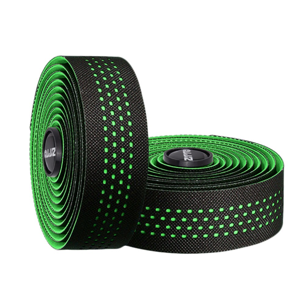 Road Bicycle Handlebar EVA PU Tape Toughness Vibration Damping Anti-Vibration Cycling Handle Bar Tape Wrap With 2 Bar Plug: Green