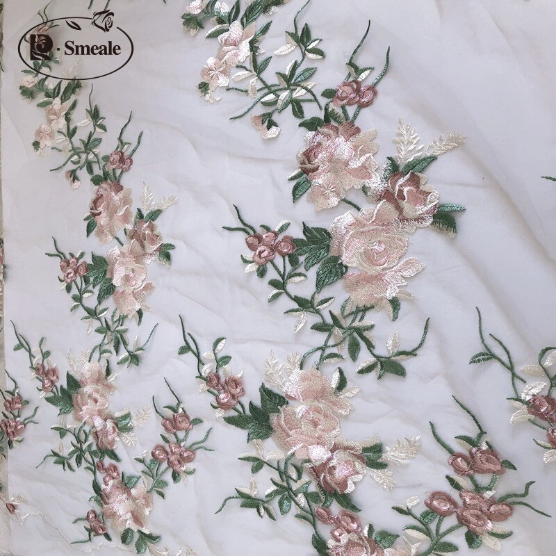Blomst broderi applikation blonder patch blomster mesh tøj dekoration tilbehør diy 1 yard