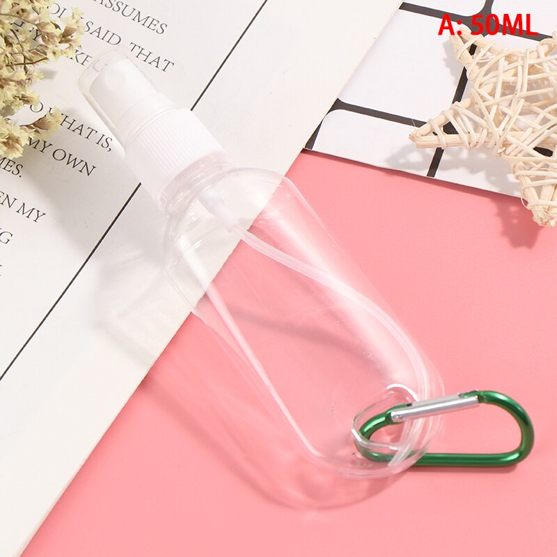 Neue alkohol sprühen flasche transparent Hand sanitizer flasche leere flasche Lotion tragbare haken schlüssel Ring sub-flasche desinfektion: 50ML