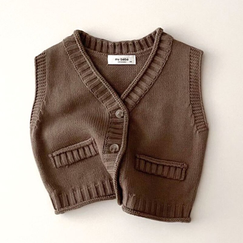 Chaleco de punto para bebé, ropa Simple que combina con todo, suéter para niña de 0 a 3 años, otoño e invierno, 8990