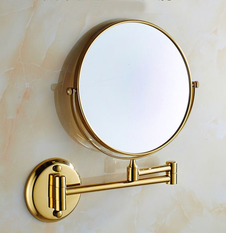 Luksus guld badeværelsestilbehør messing håndklædehylde toiletpapirholder sæbeholder håndklædeholder tørretumbler: Makeup spejl
