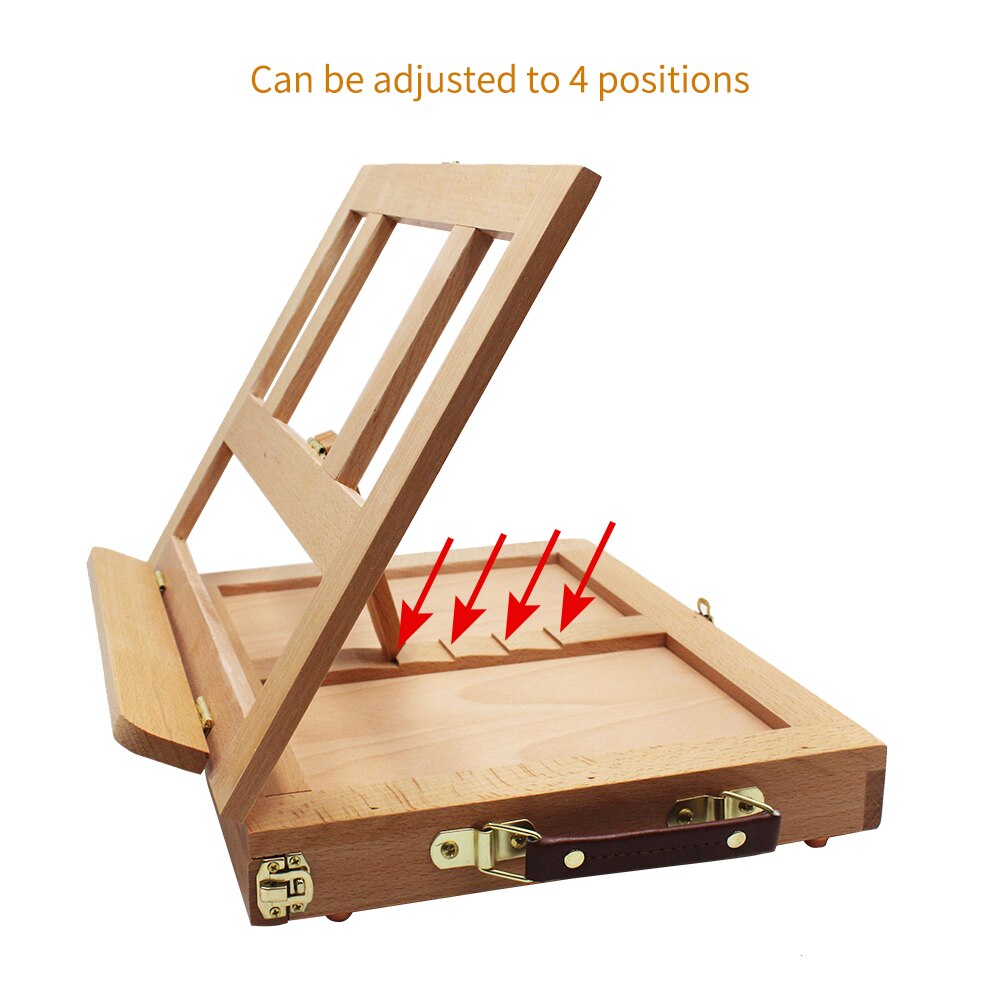 Folding Table Wooden Easel Adjustable Positions Portable Desk Easel Box with Storage Drawer Art Supplies for Artists Painting