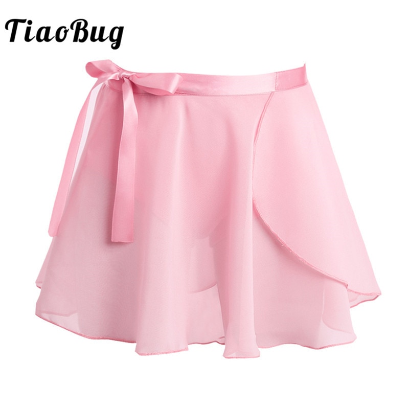 TiaoBug Kids Meisjes Ballet Tutu Rok Chiffon Basic Mini Pull-On Wrap Rok met Taille Tie voor Kind Ballet latin Dance Praktijk