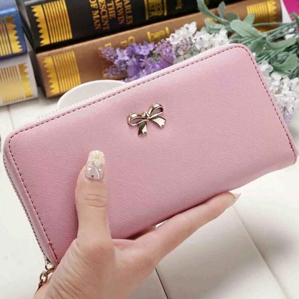 Dames portemonnee portemonnees dames leren portemonnee clutch lange kaarthouder dames portemonnee handtas: Roze