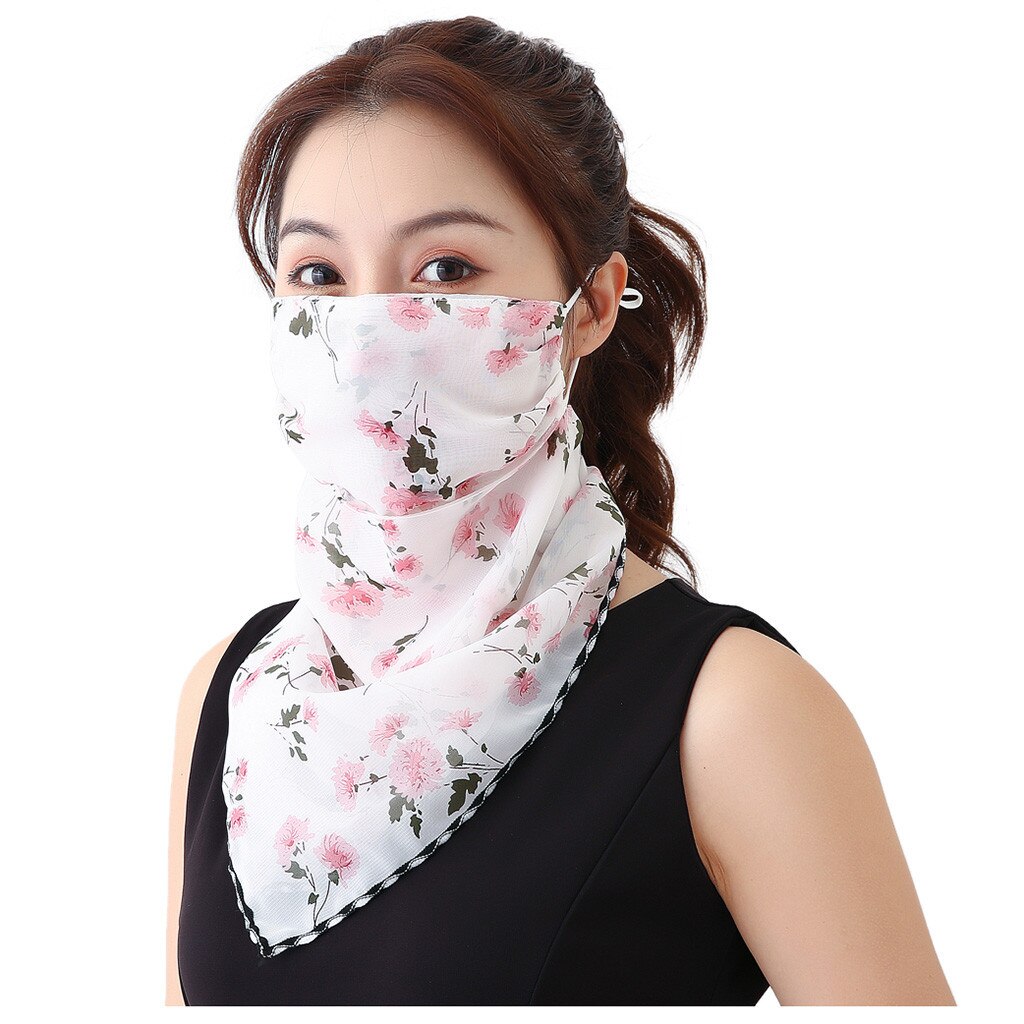 2pc Unisex Face Neck Cover Scarf Earloop Face Mask Balaclava Breathable Scarf Bandana Outdoor Sport Bike Sun Protection Scarves: White