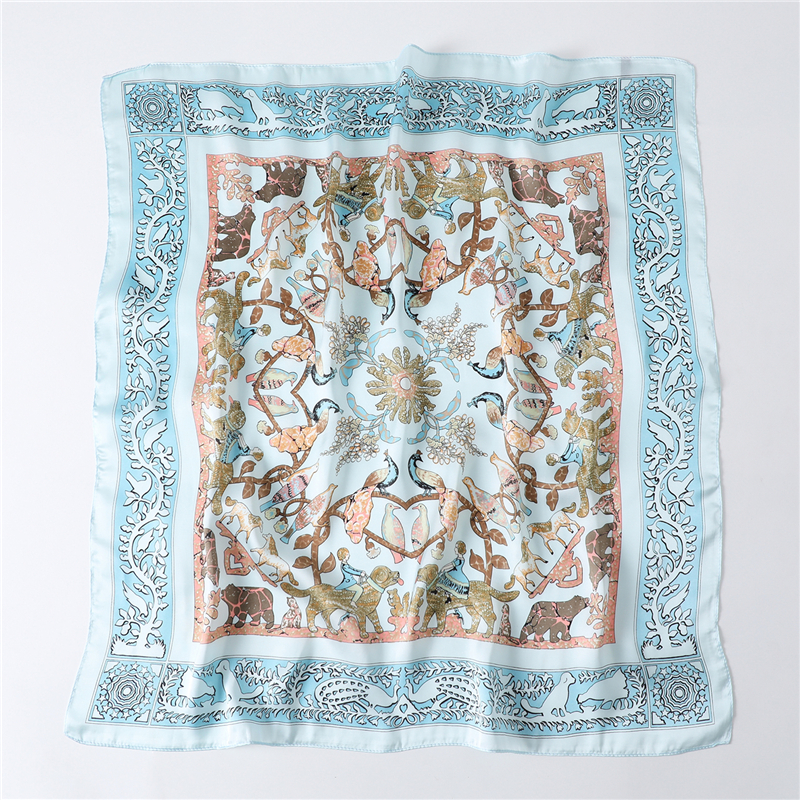 Silketørklæde firkantet kvinder top sjaler print hals tørklæder forår sommer bandana foulard femme