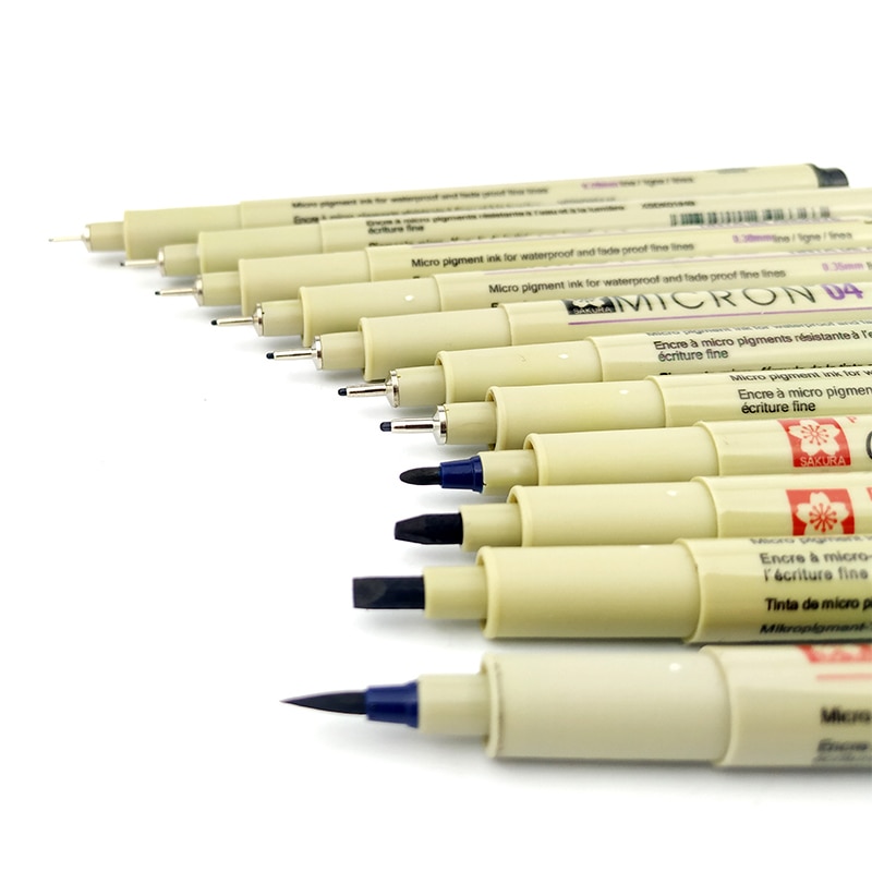 Markører sæt pigma micron pen blød pensel tegning maleri vandtæt pen 005 01 02 03 04 05 08 1.0 2.0 3.0 pensel kunst markører