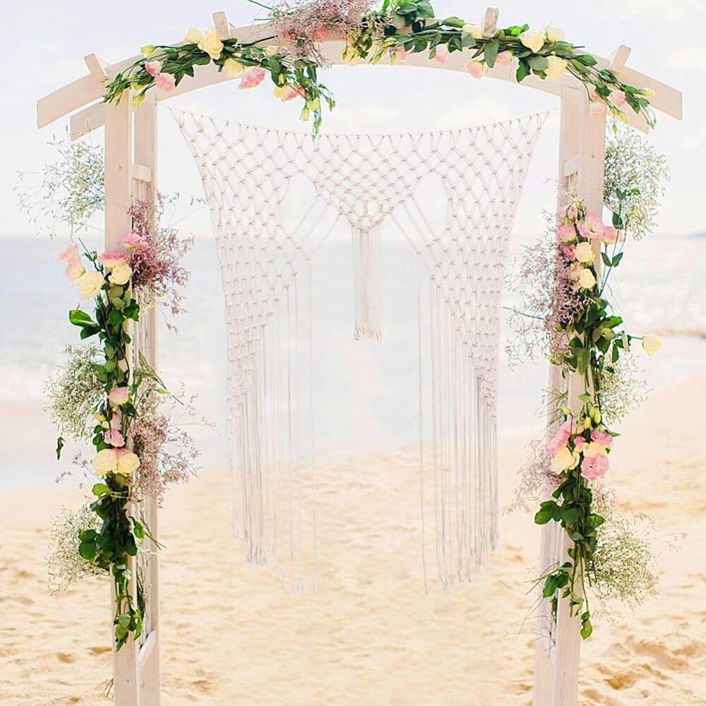 OurWarm-carte d'invitation rustique en toile de jute, décor de mariage, Boho, décoration murale suspendue avec grand macramé