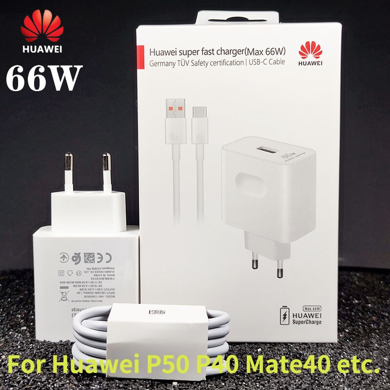 66W Huawei P50 Super Charger Pro P40 Pro EU/US Plug 1M/1.5M 6A Type C Cable for P30 Mate40 Pro Mate30 Original fast charger