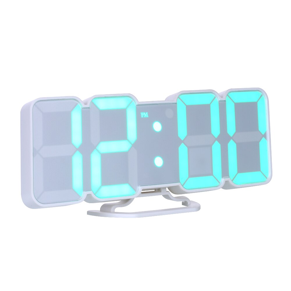 3D Wireless Remote Digital RGB LED Alarm Clock USB Powered 115 Color Changing 3Level Brightness Sound Control Wall Desktop Clock: White
