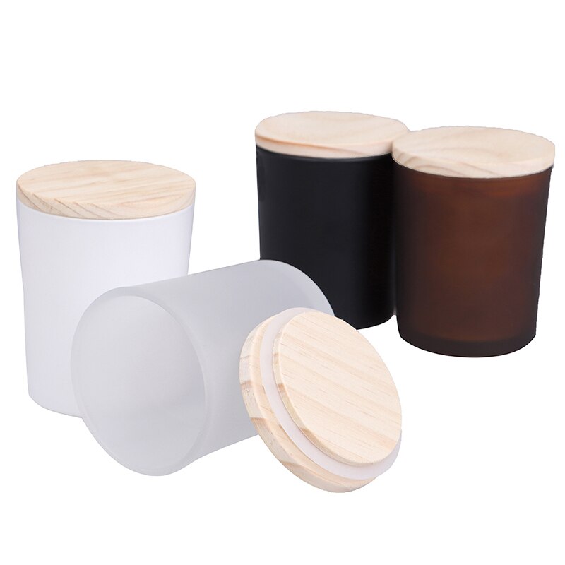 Bougie en verre avec couvercle en bois