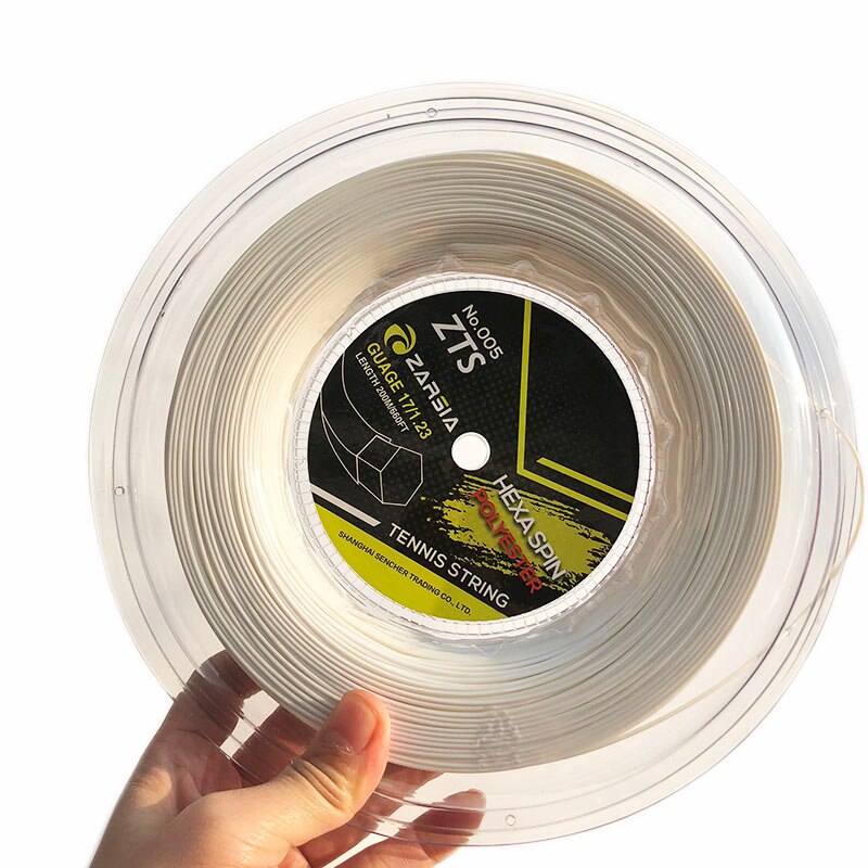 1 Reel 200M Echt Zarsia Hexagon Tennis String Reel Tennis String, Gemaakt In Taiwan, hex Spin Polyester Snaren: WHITE