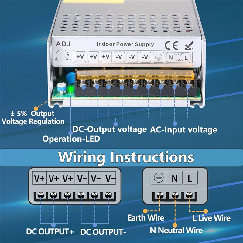 Bsevb -dc 36v 16.6a 600w voeding 110v wisselstroom  to 36v omvormer 16.6a 600w schakelende voeding transformator voor 36 volt lier