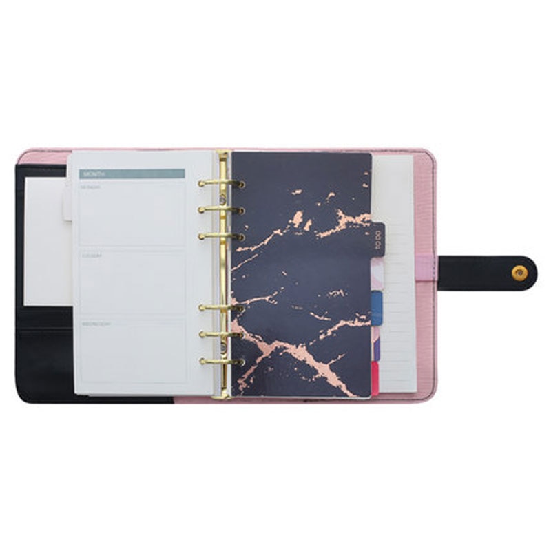 Yiwi 2022 Black A5 PU Leather DIY Binder Notebook Cover Diary Agenda Planner Paper Cover School Stationery