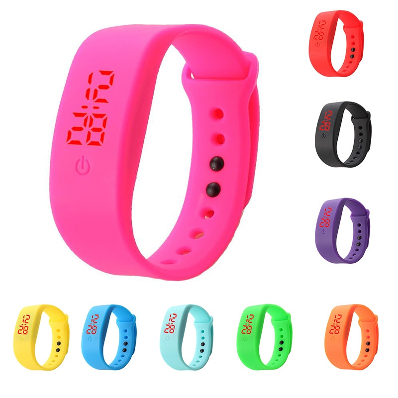 Tike toker, snoepkleurige heren- en dameshorloges met rubberen led-leds, kinderhorloges met datum, armband, digitaal sporthorloge voor studenten