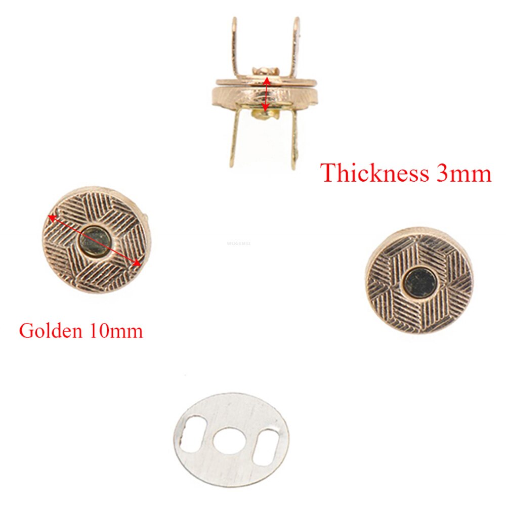 Juego de 10 botones magnéticos finos de 10mm, 14mm y 18mm, bolsas con imán, hebilla de adsorción automática, botones de Metal, broches, botones de billetera