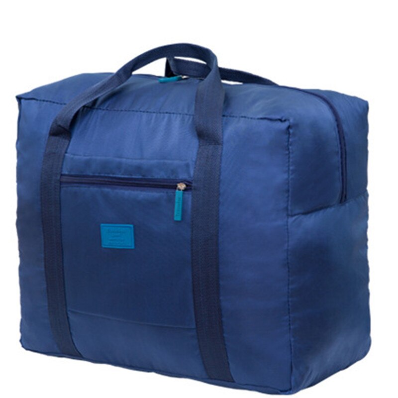 2022 Foldable Travel Bag Big Size Waterproof Clothes Large Capacity Luggage Carry-on Organizer Hand Shoulder Duffle Bag: Navy blue