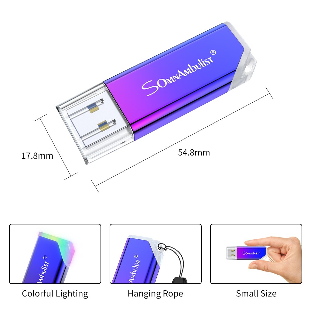 Memoria USB 3,0 de Metal con gradiente fino, 8GB, 16GB, 32GB, 64GB, 128GB, 256GB, externa, 3,0