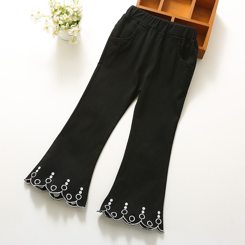 Boot Cut Pants For Toddler Girls Toddler Babys Girls Bell Bottom Wide Leg Stretch Solid Long Trousers Children's Printing Pants: 1394-6 / 4T