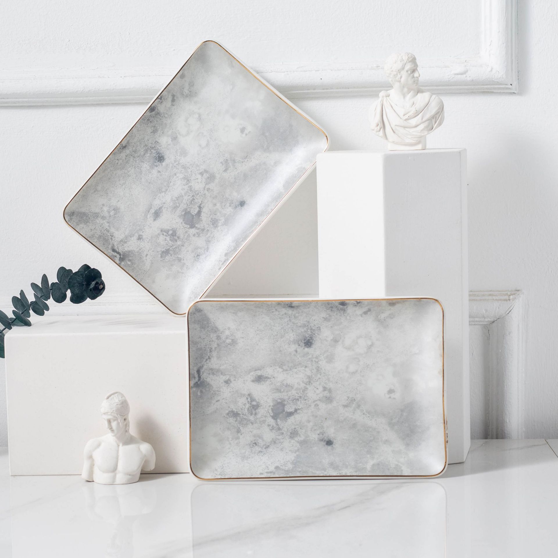 Maan Plaat Serie Hyunguan Collectie Plaat Zilver Matte Snack Plaat Keramische Sieraden Plaat Dessertbord Diner Platen