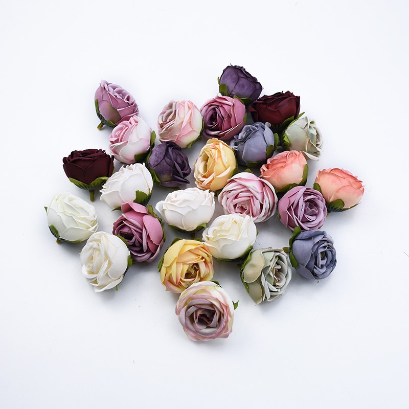 6 st te rosor huvud självlåda juldekorationer till hemmet bröllop bröllop tillbehör röjning konstgjorda blommor billigt
