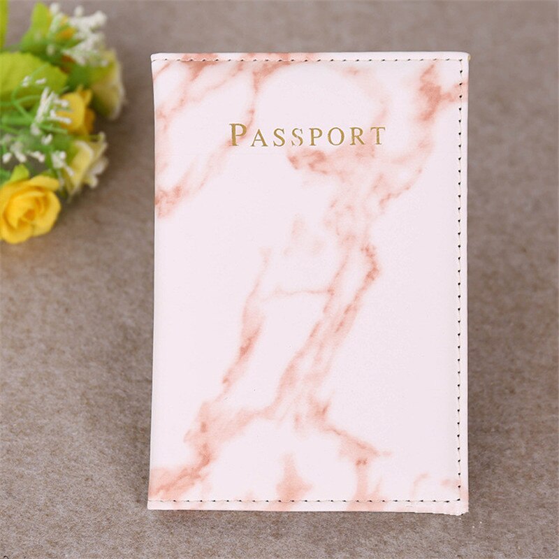 Kleurrijke Marmer Stijl Paspoort Cover Waterdichte Paspoort Reizen Cover Case Paspoorthouder Paspoort Pakket: Roze